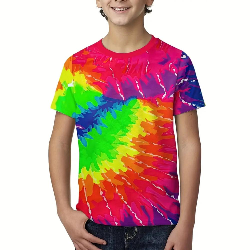 T-Shirts for Boys Tie Dye Graphic T Shirts Short Sleeve Tee Children's T-Shirt Elementary Girl Clothes Casual Tops Girl T-Shirts