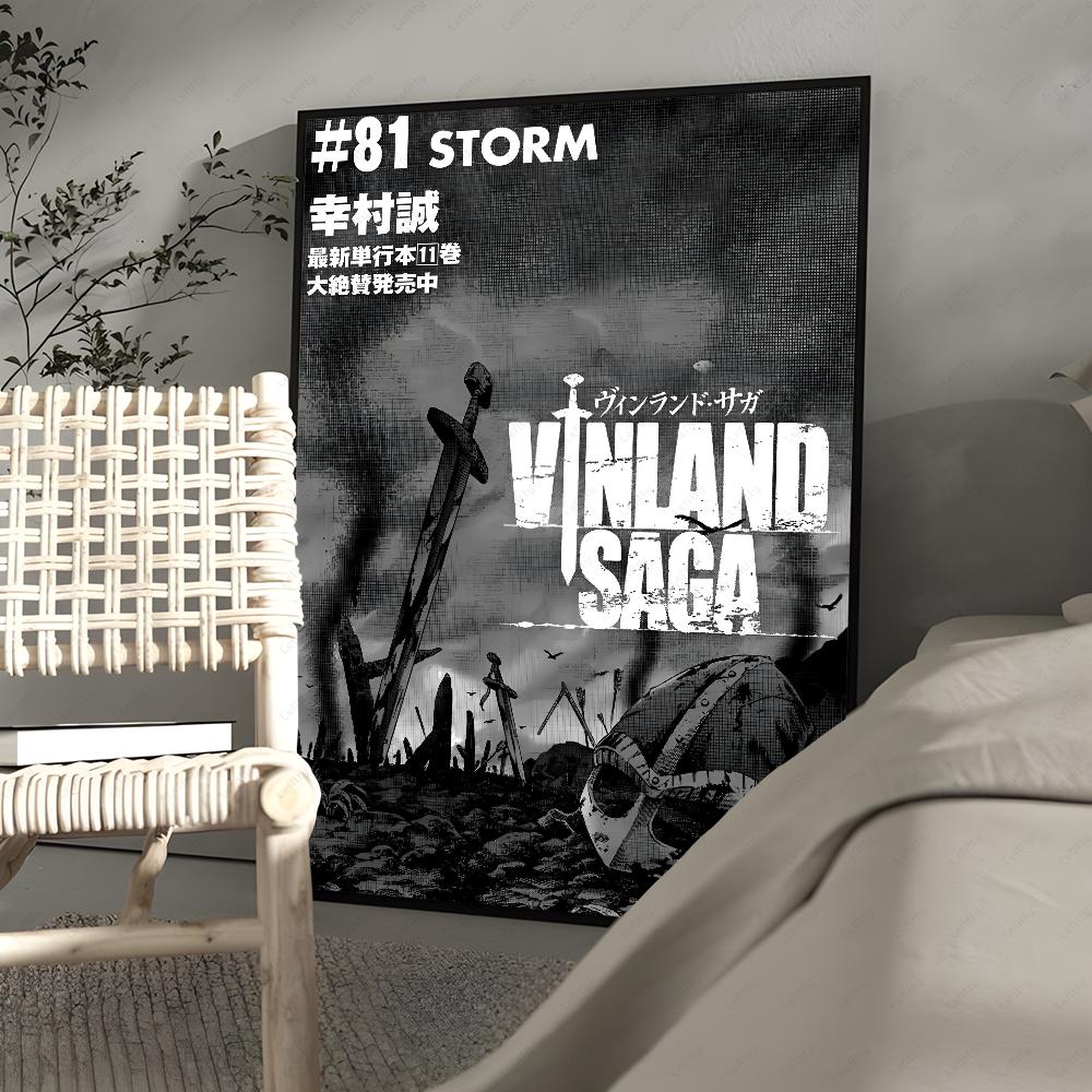 Cool V-Vinland M-Manga S-Saga Anime Poster Sticky Wall Art Printing Waterproof Home Living Bed Room Bar Aesthetic Decor