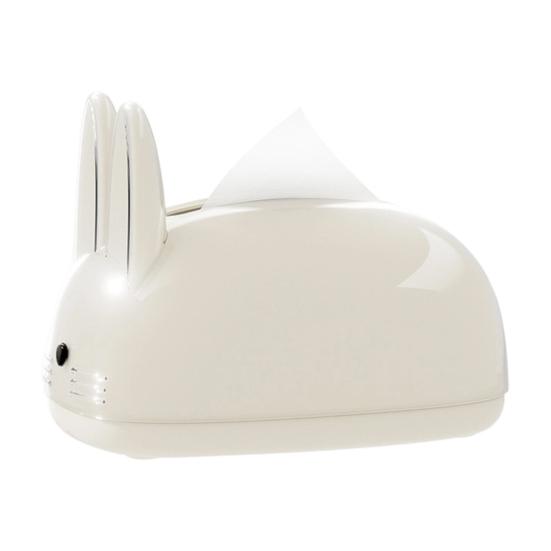 Practical Household Tissue Holder Cute Rabbit Shape Box, Decorative Plastic Facial Dispenser, Round Bunny Ear Box Cream Style Napkin Case for