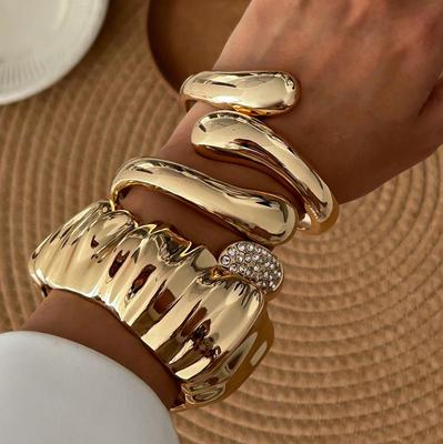 Exaggerated Irregular Smooth Water Drop Alloy Bracelet Set