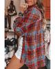 Azura Exchange Red Plaid Print Loose Vintage Shirt