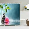 Beautiful Colorful Flower Printed Shower Curtains Frabic Zen Stone Floral Waterproof Polyester Bath Curtain With Hooks 180X180cm