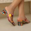 Ladies Shoes 2025 Summer New Mixed Colors Women's Slippers Rhinestones Chunky Heel Sandals Elegant Plus Size Daily Dress Slipper