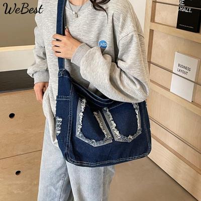 Denim Large Capacity Tote Bags Bags Female Commuter Crossbody Casual Ladies Shoulder Large Bag