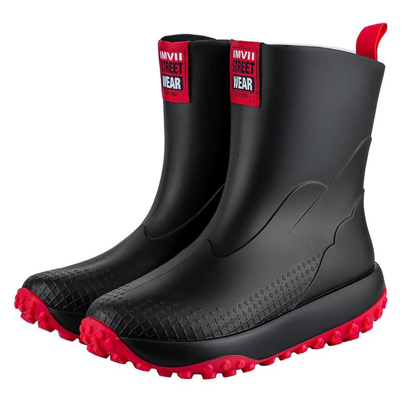 Rain Boots Fashion Rain Boots Men's Non-slip Waterproof Shoes Rain Shoes Water Boots Men's Medium Tube Adult Universal In All Seasons