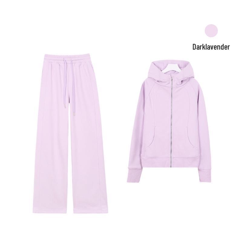 LULU Gold Label Women s Embroidered Slim-fit Sweatshirt & Velvet Hooded Cardigan Set XXXL