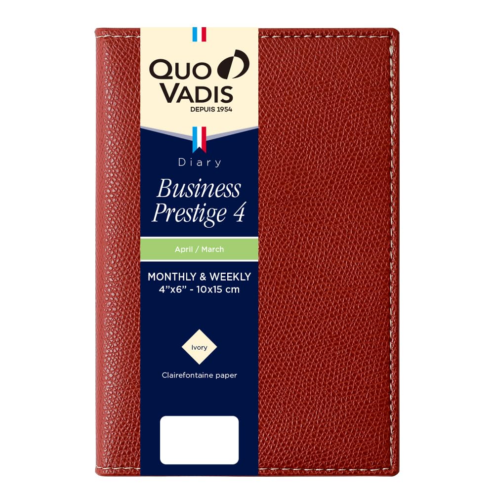

QUOVADIS 2026 April Start Business Prestige 4/Club Diary Weekly Vertical A6 Slim Size 10x15cm Bordeaux qv60102bx