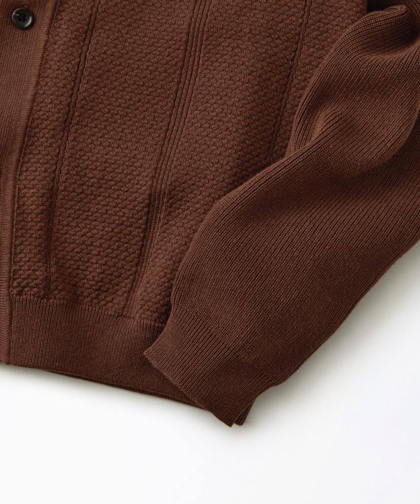OUTSTANDING Ls Stripe Collar Knit Cardigan_Brown