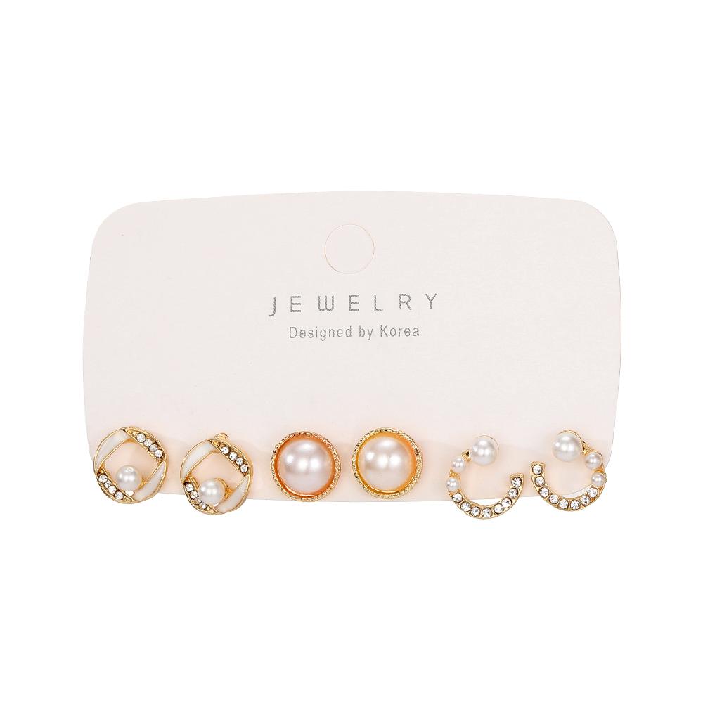 

2023 Набор из 3 серег с жемчужной картой, роскошные серьги с жемчугом и бриллиантами, модный женский элегантный комплект из 6 девочек, подарок на день рождения, сто одинаковых ювелирных изделий золотой