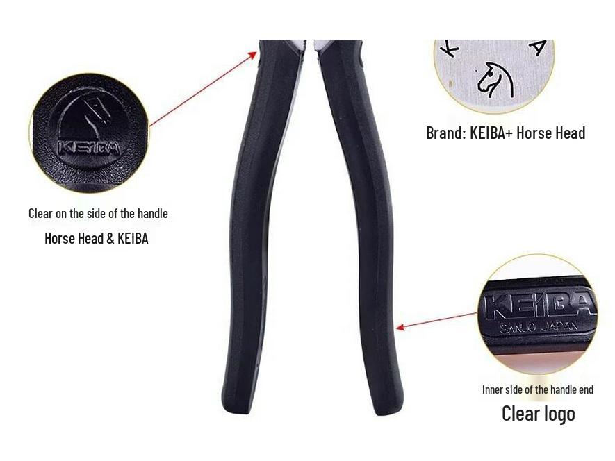 KEIBA Japanese Pliers SR/P-108/106/107/108, Flat Jaws, 6/7/8 Inch