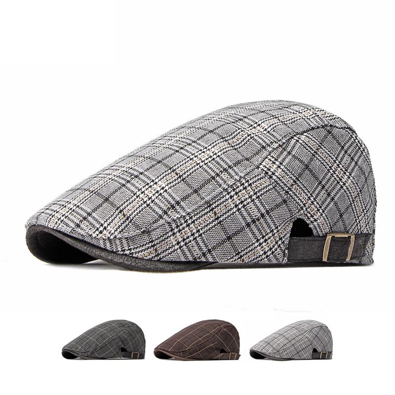 Newsboy Caps for Men Plaid Beret Men's British Vintage Painter's Hat Casual Gatsby Ivy Hatforward Hat Hombre Boina Four Seasons