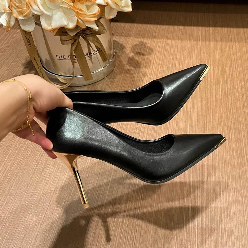 Black Sexy Pointed Head Not Tired Feet High Heels Women's Thin Heels Spring New Temperament Professional Shoes