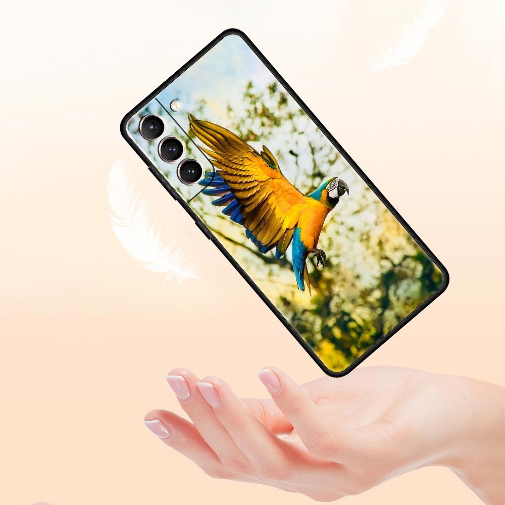 Custodia per Telefono Uccello Pappagallo Per Samsung Galaxy S26 Ultra S25 Plus S24 FE S23 S22 5G S21 S20 Cover Nera Morbida