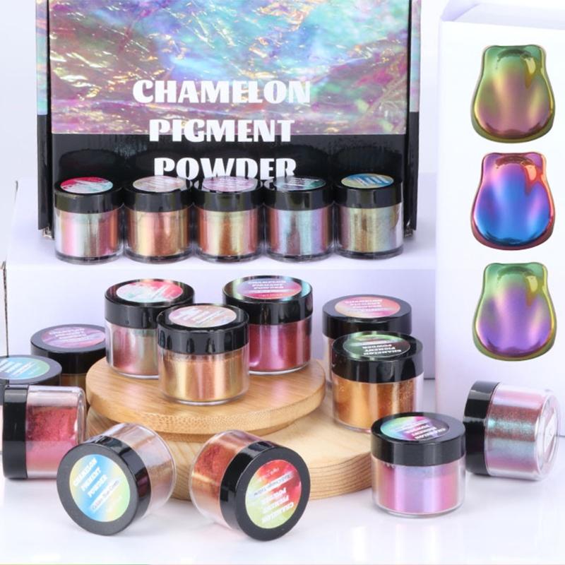 Chameleon-Powder Color Shift Slídový prášek pro epoxidovou pryskyřici Perleťový pigmentový prášek pro malování Výroba mýdla Sliz 12 barev