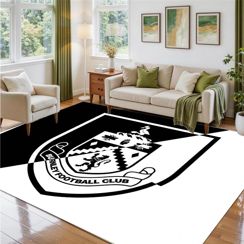 Burnley Football Design Crystal Velvet Rug Soft Decorative Mat for Bedroom Entrance