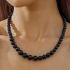 Temperament Versatile Black Acrylic Beaded Necklace Earrings Jewelry Set