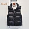 Women Winter Zip-up Vest Coat Thickened Padded Stand Collar Neck Protection Sleeveless Outerwear with Zipper Pockets Solid Color Keep Warm Waistcoat