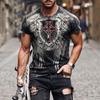 2024 Summer Retro Cross Pattern New Short Sleeved Round Neck Printed Men's T-shirt