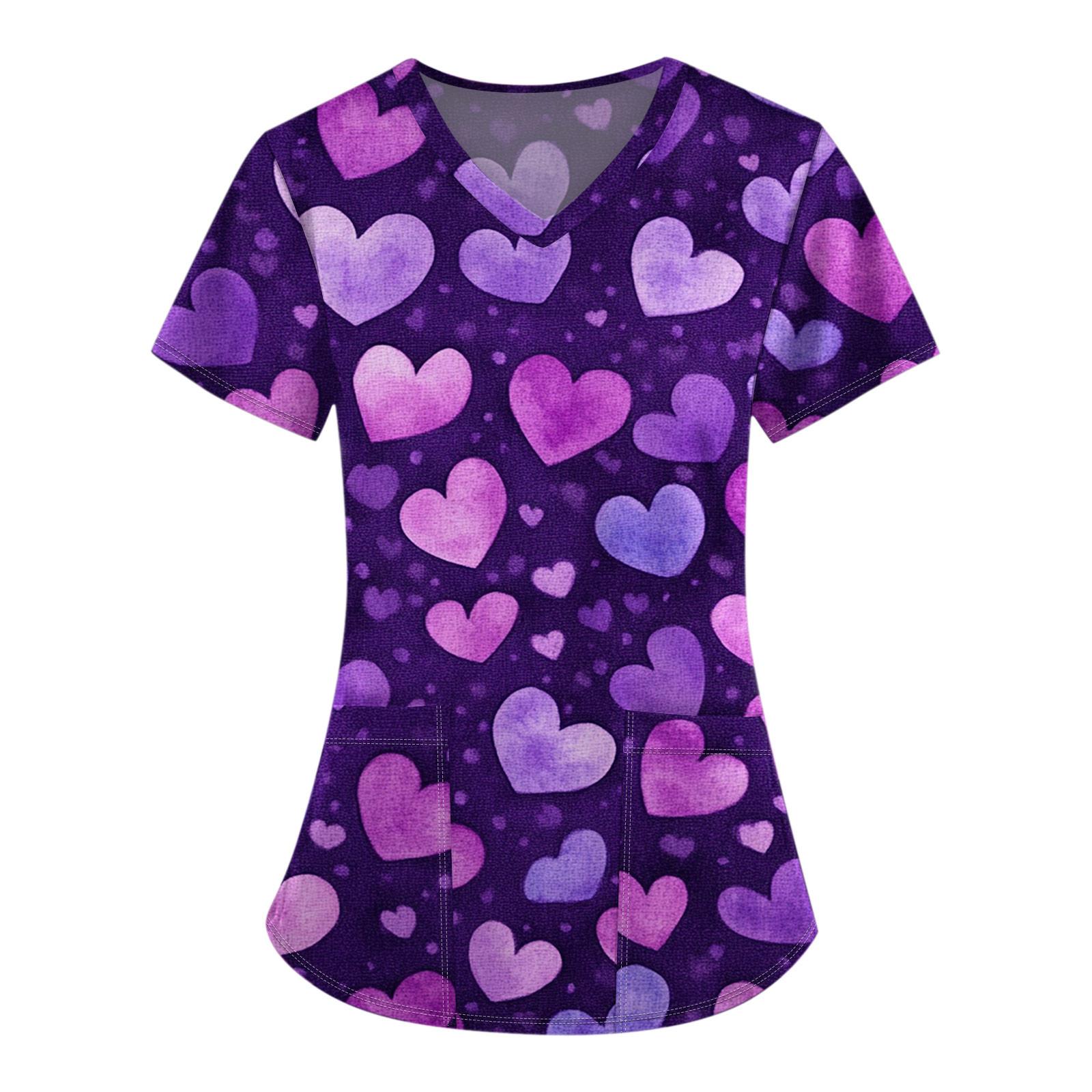 

Женский модный комбинезон с коротким рукавом и V-образным вырезом, с карманом, на День святого Валентина, с принтом, топы, одежда L