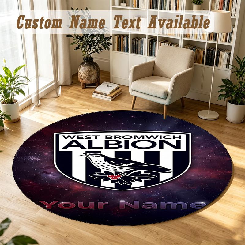 Round Rug Custom NameWest Bromwich Albion FC Pattern Non Slip Carpet Home Floor Decor