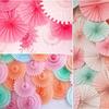 6Pcs/Set Hanging Ornaments Paper Fan Flowers Flower Paper Crafts  Wedding Party Decoration