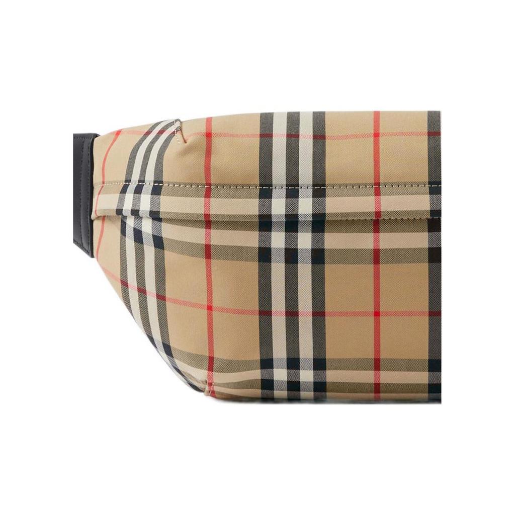 Burberry Vintage Klassische Karomuster Polyester Umhängetasche Brusttasche Hüfttasche Mittelgroß Herren Taschen Beige 80104301