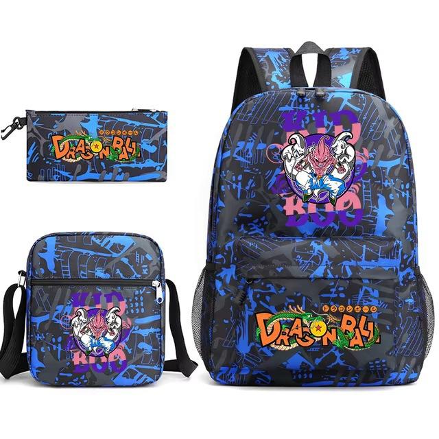 Dragon Ball Z Printed Backpack Set 3-Piece Casual School Bag For Boys And Girls Youth With Pencil Case Shoulder Bag