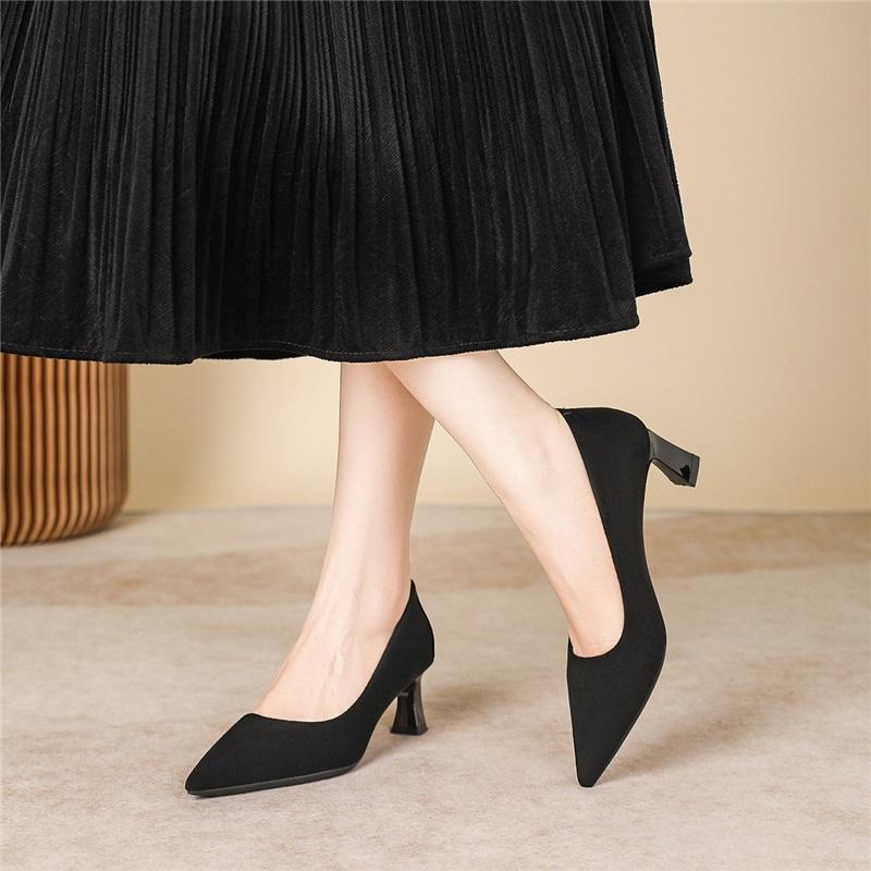 Women s Pointed Toe Block High Heels Professional Office Work Shoes Elegant Commuter Pumps 35