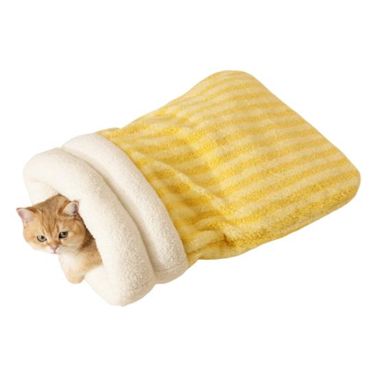 

Cat Snuggle Sack Cozy Fluffy Sleeping Bag Warm Cat Cave Bed Pet Hideaway Puppy M жёлтый
