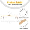 10 Pack Solid Finish Wooden Trousers/Skirt Hangers With Anti-Rust Clips Coat Clothes Hangers