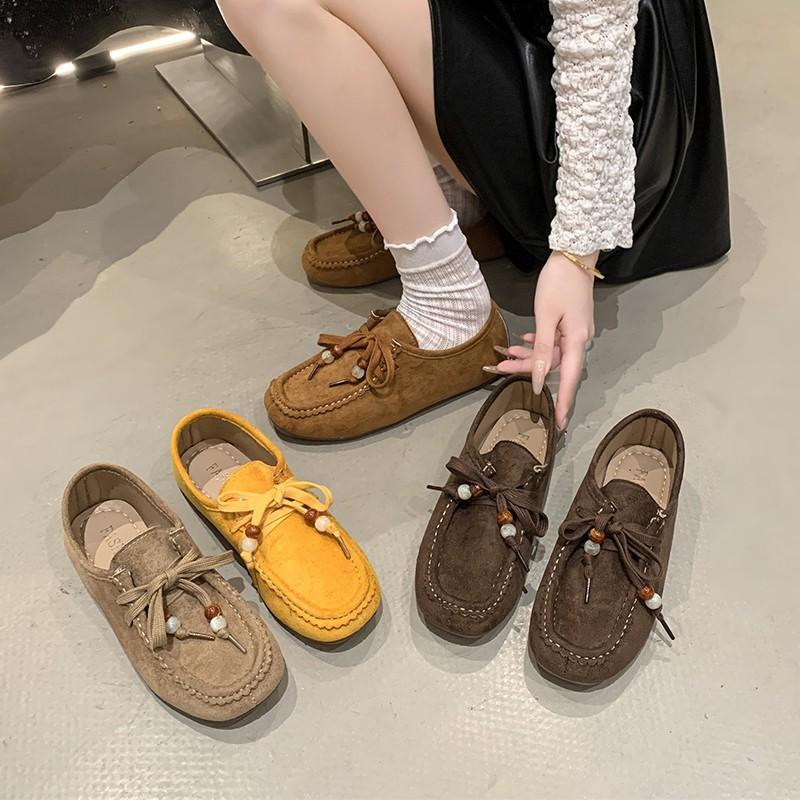 Fashion Luxury Brands Vintage Women's Loafers 2025 New Style Round Head Low Top Thick Bottom Casual Single Shoes Leather Small Shoes