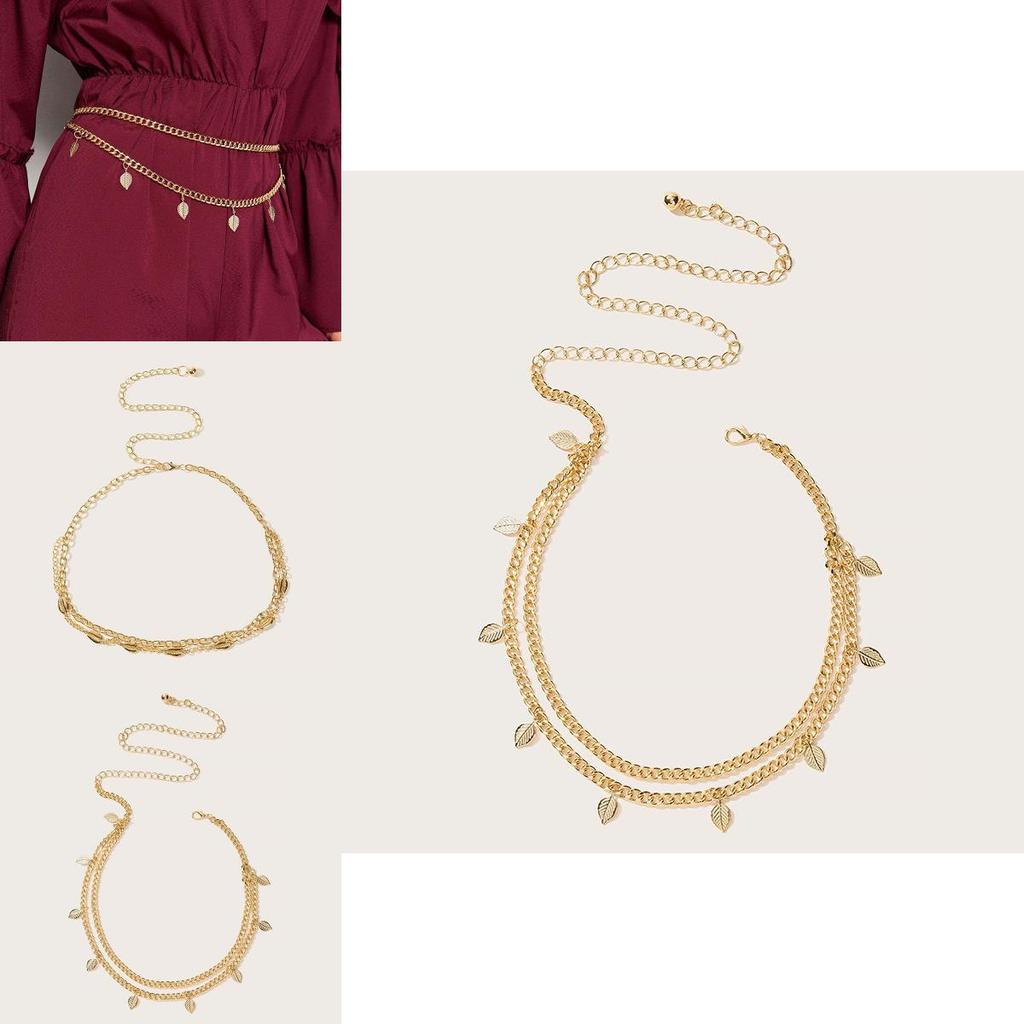 Bohemian Waist Chain For Women With Shell And Leaf Motifs And Metal Finish