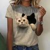 Fashion Womens T-shirt 3D Kawaii Cat Print Tees Tops 2022 New Harujuku Animal Short Sleeve T Shirt Plus Size Loose Woman Clothes