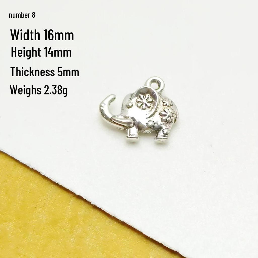 Tibetan Silver Ethnic Bracelet with Thai Elephant Pendant and Vintage Alloy Charms