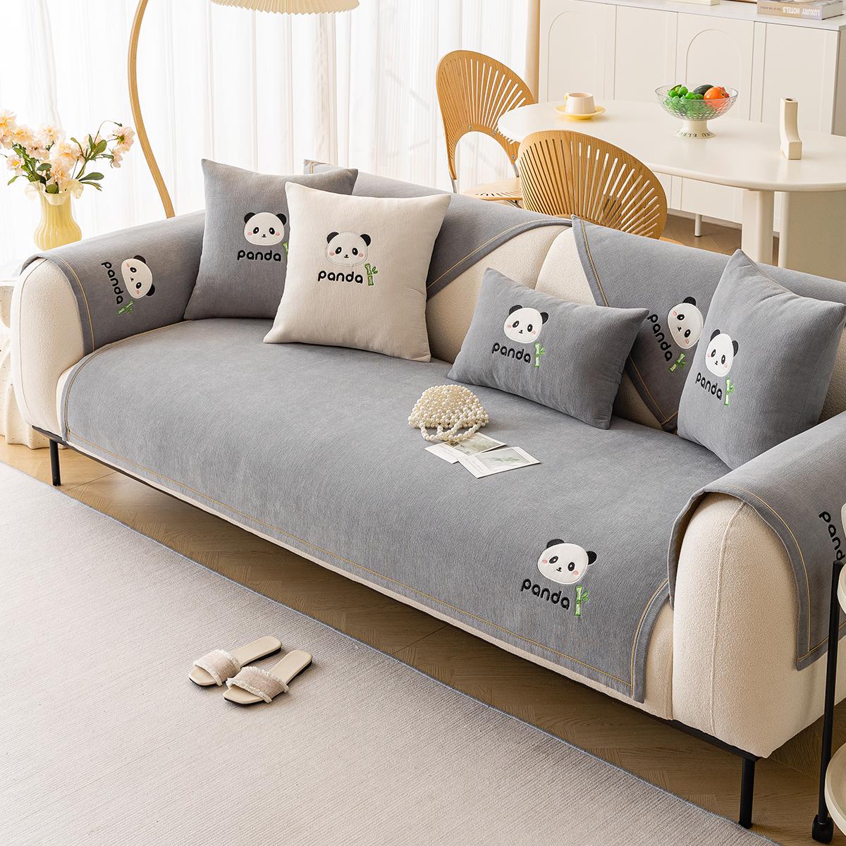 

Нескользящий коврик для дивана из шенилла, однотонный чехол для дивана в гостиную, роскошная подушка для углового дивана, подушка для сиденья, защитные чехлы для дома 70*70cm светло-серый