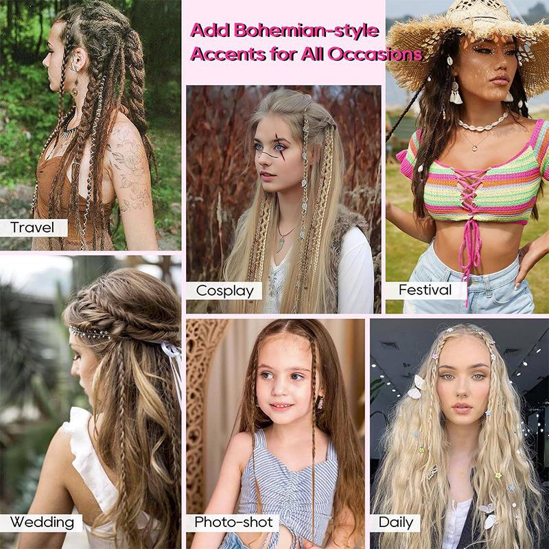 Estensioni Capelli Trecce a Coda di Pesce Intrecciate Stile Bohemien - Parrucca con Clip BB Treccine Box Donna