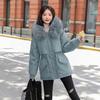 Yousheng Women Padded Jacket Thickened Plush Lined Coat with Drawstring Waist Winter Warm Puffer Jacket with Faux Fur Hood for Work Streetwear