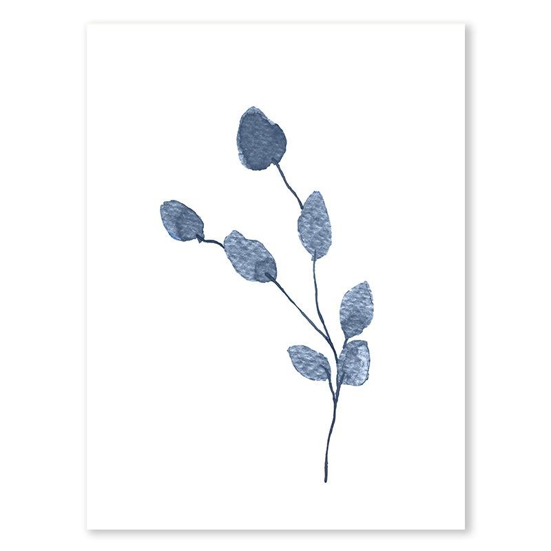 Indigo Blue Botanical Posters Navy Branches Plant Leaves Wall Art Canvas Painting Nordic Living Room Interior Home Decor Mural