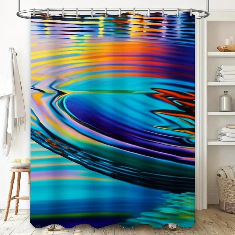 

Красочная абстрактная шторка для душа с водопадом Современный декор для ванной комнаты Художественная водонепроницаемая ткань Доступна в различных размерах для ванн W90xH180cm