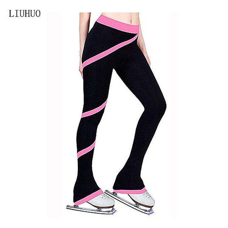 LIUHUO Vícebarevné spirálově pruhované kalhoty na bruslení pro děti, ženy a dospělé