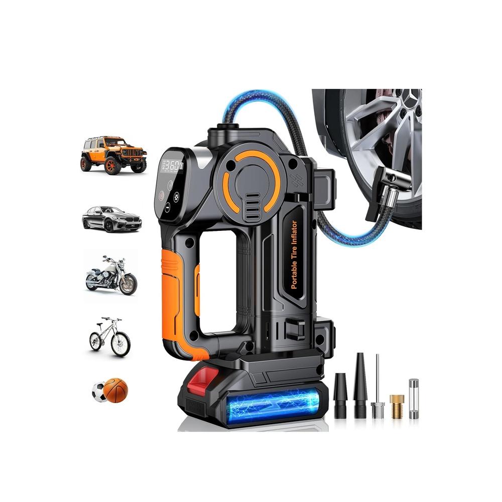 

Tire Inflator Portable Air Compressor - Tire Pump Rechargeable 21V Battery Digital Cordless Air Pump 160 PSI Automatic Tire Inflator 4+N Smart Mode &