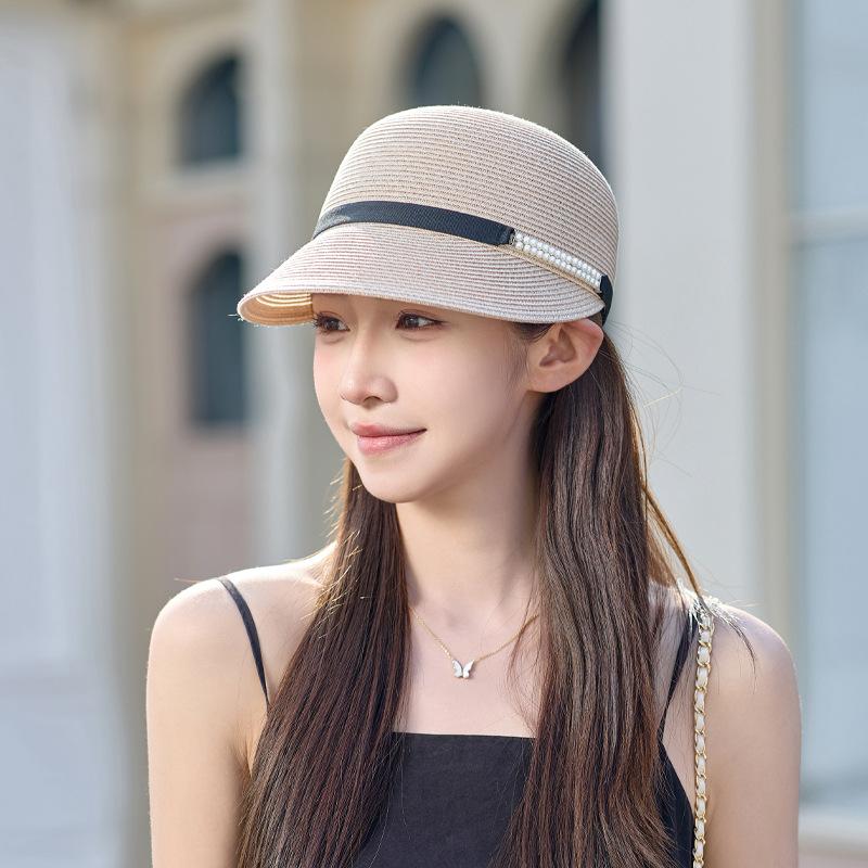 Equestrian Straw Hat Women'S Summer Sunscreen Sunshade Cap Simple Belt Decoration Breathable Versatile