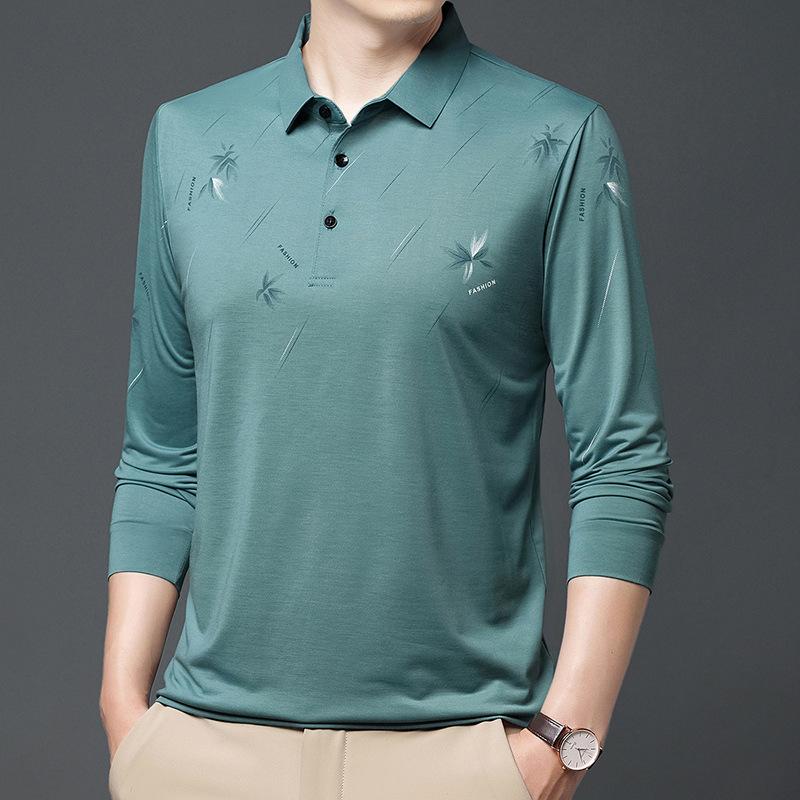 Herren T-Shirt Frühling und Herbst Neu Mittleren Alters Business Casual Langarm Revers Papa Poloshirt