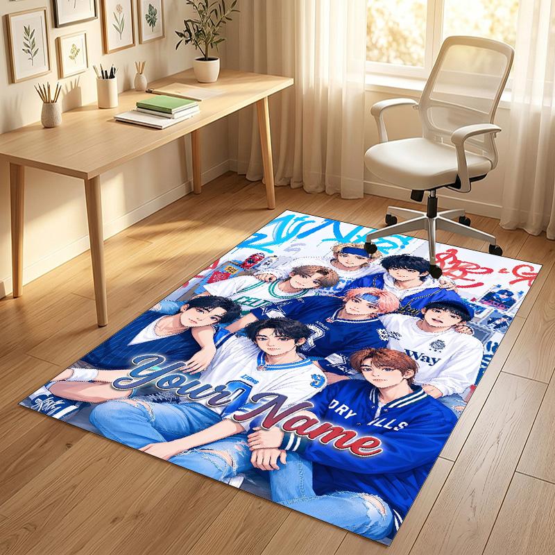 Personalized Crystal Velvet Carpet,Stray Kids Custom Printed Name, Plush Area Rug For Home Indoor Decor