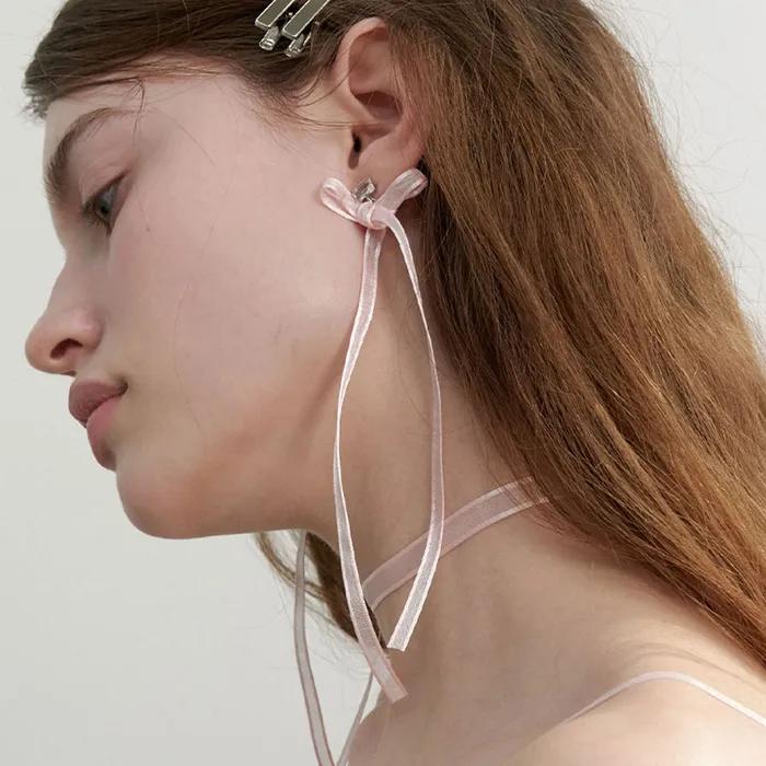 Sheer Ribbon Earrings (L241MER040)