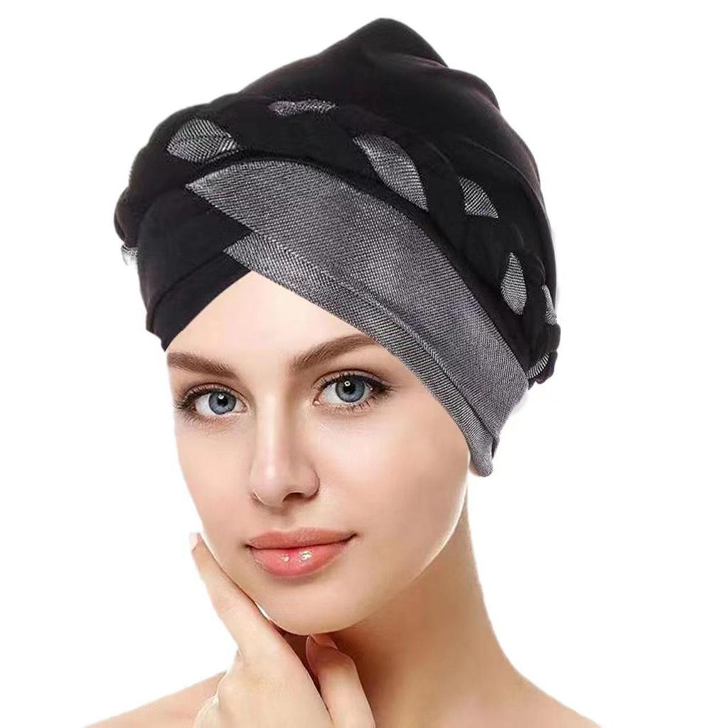 Multicolor Lurex Stitch Milk Silk Braid Headscarf Hat