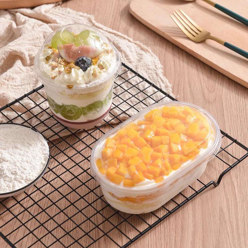 50pcs Disposable Mousse Cups Cake  With Lid Clear Plastic Pudding Jelly Dessert Yogurt  Party Favors 360ML