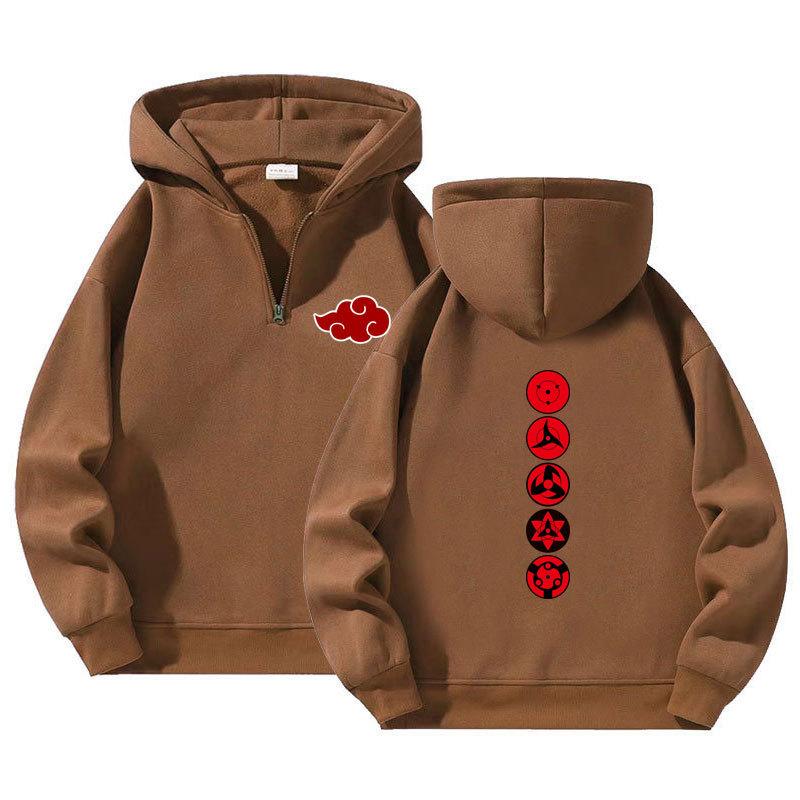 Naruto Anime Pulovr Mikina se čtvrtinovým zipem a kapucí Sportovní Outdoorová Mikina Ležérní Dlouhý Rukáv Pánské Oblečení Mikina Streetwear