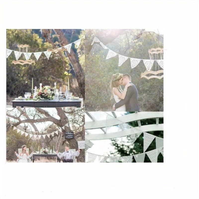 Birthday Linen Banner Multicolor Triangles Flags Hanging Pennant Decor Birthday Party Favor