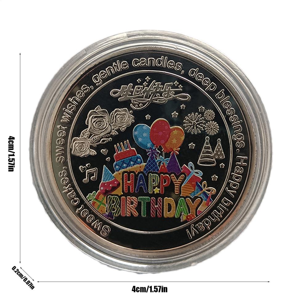 Happy Birthday Coin Funny Challenge Coin Cake Coin Colorful Commemorative MedalFor Children's Birthday Gifts